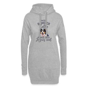 Mon border collie pense que je suis cool - Sweat-shirt à capuche long Femme - gris chiné - Devant
