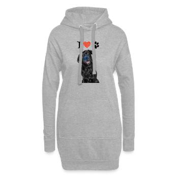 J'aime mon Labrador - Sweat-shirt à capuche long Femme - gris chiné - Devant
