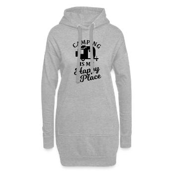 Camping is my happy place camper lover - Hoodie Dress - heather grey - Front