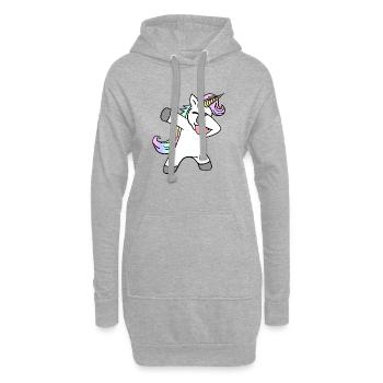 Dab Dance Dabbing Unicorn Tanzendes Einhorn - Hoodie-Kleid - Grau meliert - Vorne