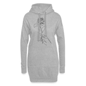 Fleur rose de fixation de main - Sweat-shirt à capuche long Femme - gris chiné - Devant