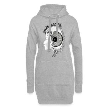 Big Eye Noir, Œil, Vertical, Réaliste - Sweat-shirt à capuche long Femme - gris chiné - Devant