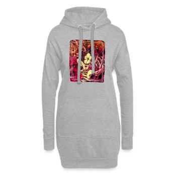 Blume und Schädel - Hoodie-Kleid - Grau meliert - Vorne