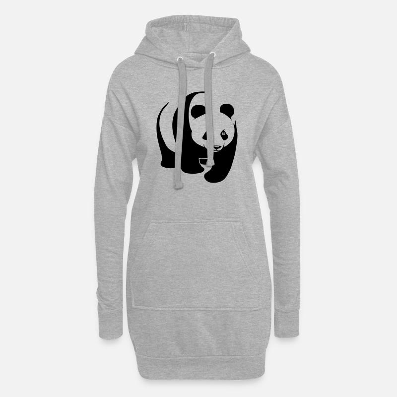 panda bär bear - Hoodie-Kleid - Grau meliert