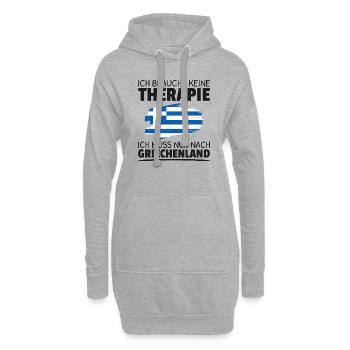 Keine Therapie Muss Nur Nach Griechenland Sprüche - Hoodie-Kleid - Grau meliert - Vorne