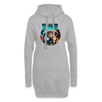Gamer Cat - Hoodie Dress - heather grey - Front