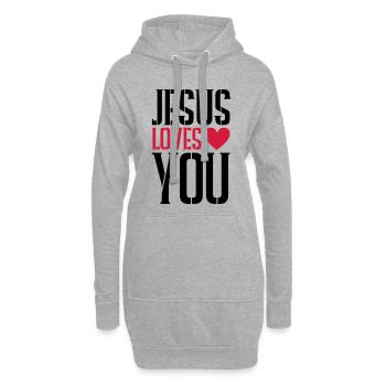 Jesus liebt dich herz - Hoodie-Kleid - Grau meliert - Vorne