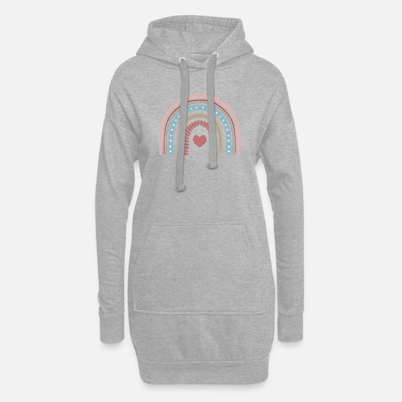 Regenbogen Boho - Hoodie-Kleid - Grau meliert