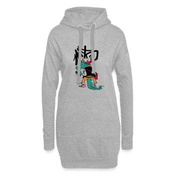 Lustiger graffiti Krokodil - Hoodie-Kleid - Grau meliert - Vorne