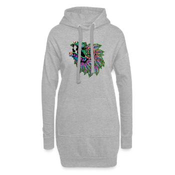 Drache, bunt, illustration,mexikanisch, ornament - Hoodie-Kleid - Grau meliert - Vorne