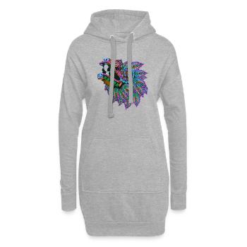 Drache, bunt, illustration,mexikanisch, ornament - Hoodie-Kleid - Grau meliert - Vorne