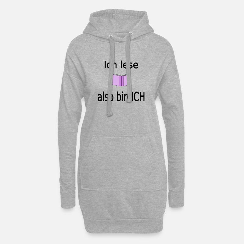 Ich lese also bin ich - Hoodie-Kleid - Grau meliert