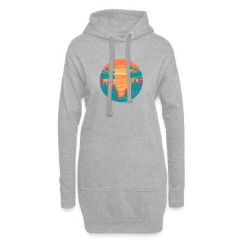 Tropischer Sonnenuntergang - Hoodie-Kleid - Grau meliert - Vorne