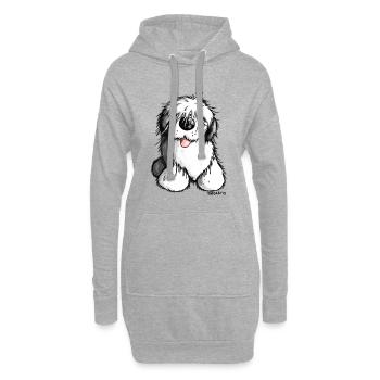Bobtail Chien- Old English Sheepdog - Sweat-shirt à capuche long Femme - gris chiné - Devant