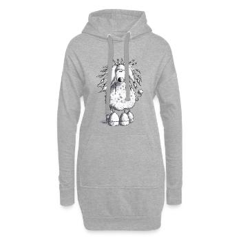 Wuscheliger Pudel - Hund - Hoodie-Kleid - Grau meliert - Vorne