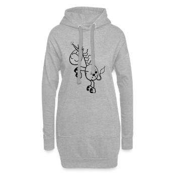 Lustiges Einhorn Comic - Hoodie-Kleid - Grau meliert - Vorne