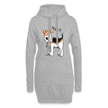 Foxterrier Play - Spielen - Hund - Freunde - Comic - Hoodie-Kleid - Grau meliert - Vorne