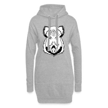 Wildschwein Kopf schwarz weiss - Hoodie-Kleid - Grau meliert - Vorne