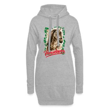 Équitation - cavalier - saut - cheval - cavalier - Sweat-shirt à capuche long Femme - gris chiné - Devant