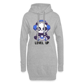 Monter de niveau Panda - Sweat-shirt à capuche long Femme - gris chiné - Devant