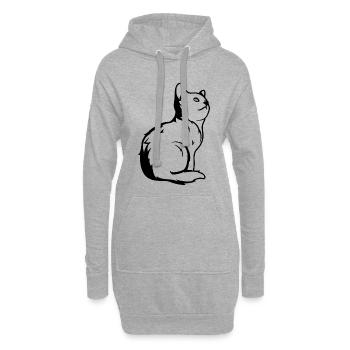 Chat - Sweat-shirt à capuche long Femme - gris chiné - Devant