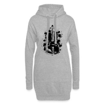 Croquis de violon - Sweat-shirt à capuche long Femme - gris chiné - Devant