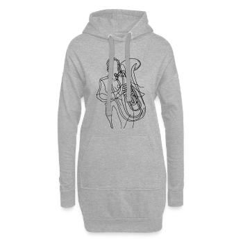 Joueur de tuba Dessin - Sweat-shirt à capuche long Femme - gris chiné - Devant