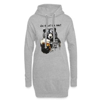 Starker Bär mit Bierglas - Hoodie-Kleid - Grau meliert - Vorne