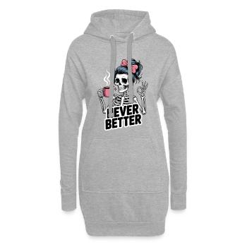 Messy Bun Kaffee Trinken Für Frauen Nie Besser - Hoodie-Kleid - Grau meliert - Vorne