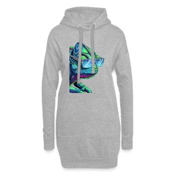 Cyber caméléon avec des lunettes de soleil - Sweat-shirt à capuche long Femme - gris chiné - Devant