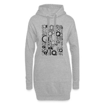 Typo Q – Buchstaben Design für Schriftliebhaber - Hoodie-Kleid - Grau meliert - Vorne