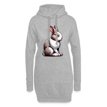 Kaninchen Hase Hasen langohr Klopfer Rammler - Hoodie-Kleid - Grau meliert - Vorne
