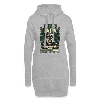 Futur Papa 2026 Annonce Grossesse Humour - Sweat-shirt à capuche long Femme - gris chiné - Devant