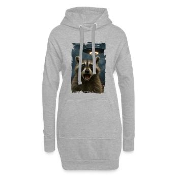  Waschbär Raccoon UFO Alien Weirdcore Aesthetic - Hoodie-Kleid - Grau meliert - Vorne
