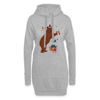 OURS DE NOËL - Sweat-shirt à capuche long Femme - gris chiné - Devant