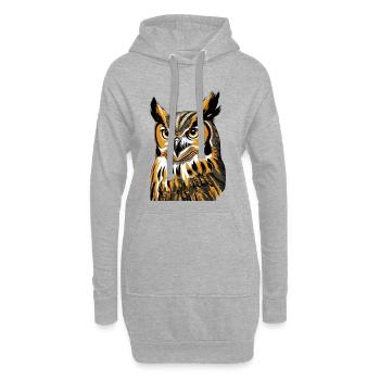 Eulenporträt in Flammenfarbe - Hoodie-Kleid - Grau meliert - Vorne