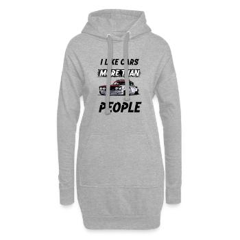 I like cars more than People. - Hoodie-Kleid - Grau meliert - Vorne