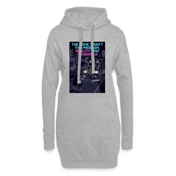 Réalité du joueur - Sweat-shirt à capuche long Femme - gris chiné - Devant