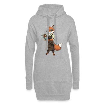 Renard Alchimiste Steampunk Savant Fou - Sweat-shirt à capuche long Femme - gris chiné - Devant