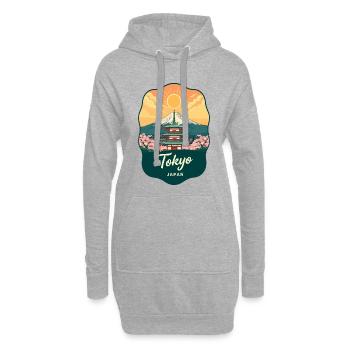 Tokyo Mount Fuji Vintage Sunset Reiseabzeichen - Hoodie-Kleid - Grau meliert - Vorne