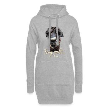 Frag nicht... Alpaka Humor - Hoodie-Kleid - Grau meliert - Vorne