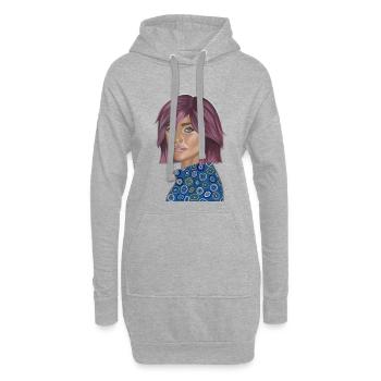 Pop Fashion Violett Porträt - Hoodie-Kleid - Grau meliert - Vorne