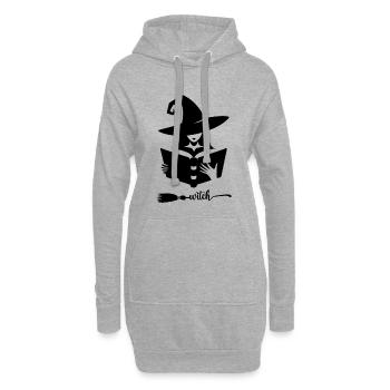 Hexe – Hexengeschenk - Hoodie-Kleid - Grau meliert - Vorne