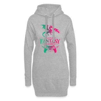 J’adore la manette Dragon Games Fantasy Games - Sweat-shirt à capuche long Femme - gris chiné - Devant
