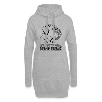 La vie de Dogue de Bordeaux est meilleure Dicton de Wilsign - Sweat-shirt à capuche long Femme - gris chiné - Devant
