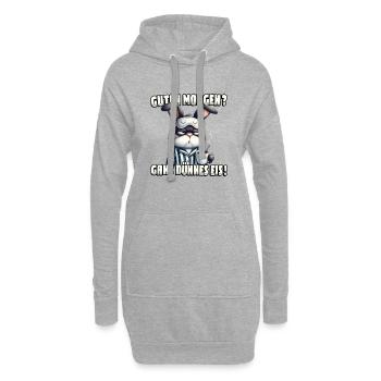 Guten Morgen? Ganz dünnes Eis Hase mit Kaffee - Hoodie-Kleid - Grau meliert - Vorne
