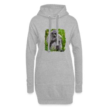 Singe Monkey Gibbon affe - Sweat-shirt à capuche long Femme - gris chiné - Devant