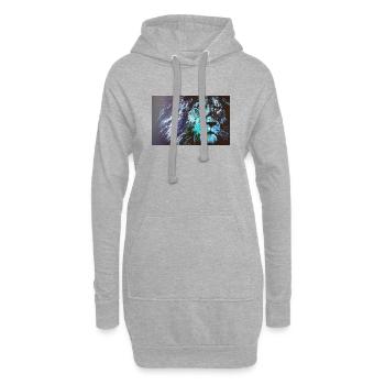 Lion bleu - Sweat-shirt à capuche long Femme - gris chiné - Devant