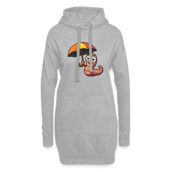 Ver de terre Parapluie Parapluie de jardin Météo - Sweat-shirt à capuche long Femme - gris chiné - Devant