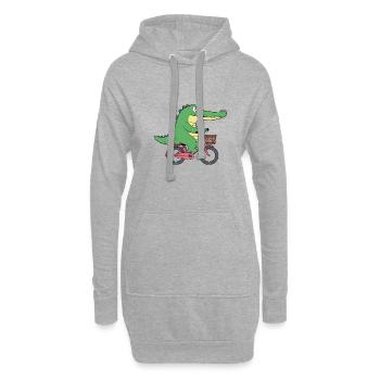 Crocodile Alligator Crocodile Rides Panier Vélo Vert - Sweat-shirt à capuche long Femme - gris chiné - Devant